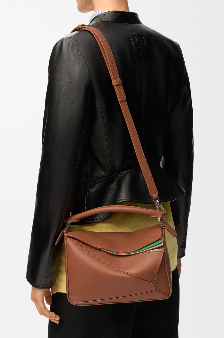 LOEWE Small layered Puzzle bag in classic calfskin Multicolor Squirrel