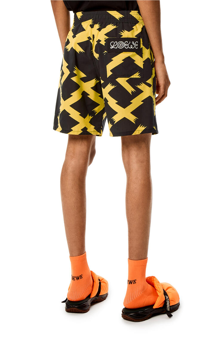 LOEWE Allover print shorts in cotton Black/Yellow
