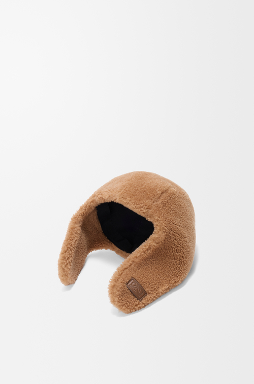 LOEWE アビエイター ハット（シアリング） ブラウン