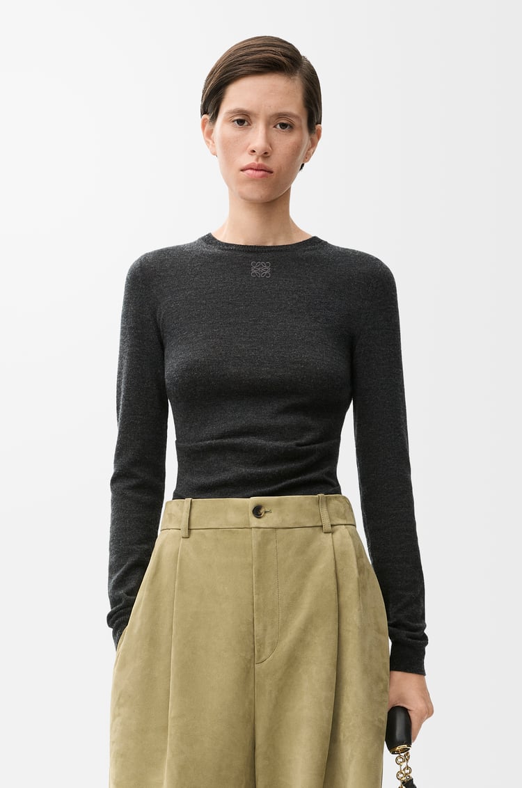 LOEWE Draped sweater in cashmere and silk Anthracite