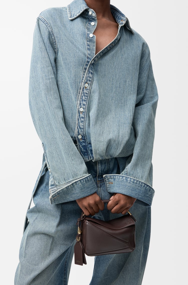 LOEWE Mini Featherlight Puzzle bag in nappa lambskin Dark Chestnut