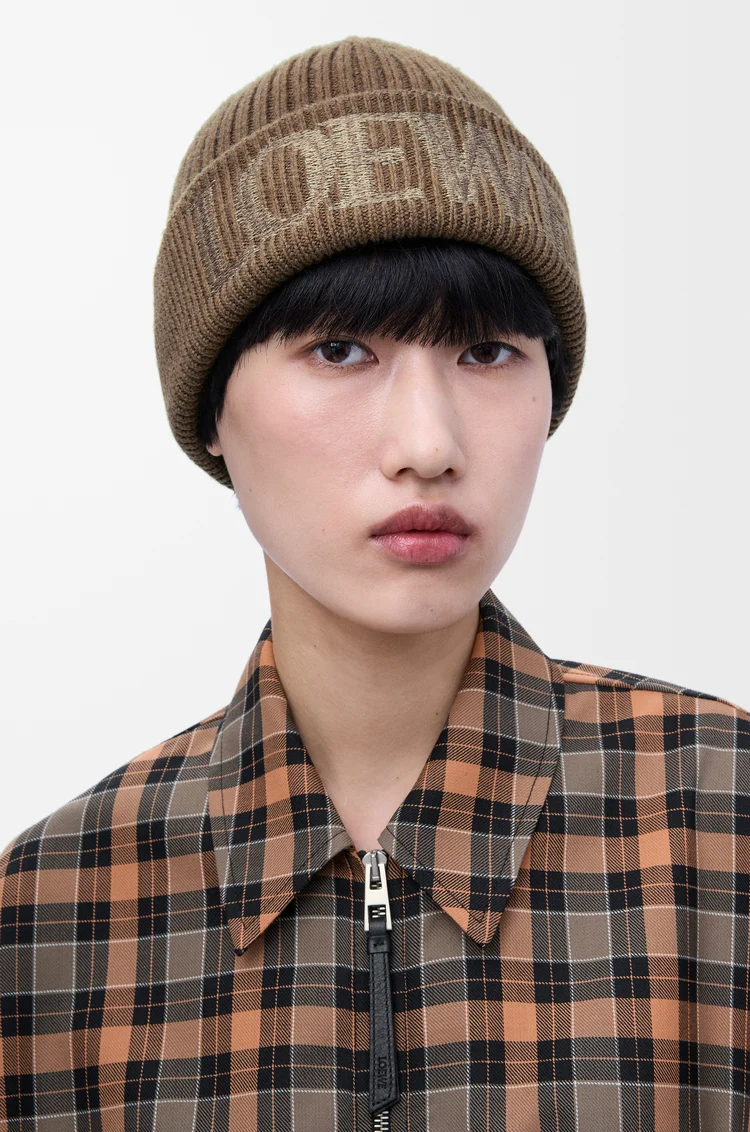 LOEWE Gorro LOEWE en lana Marrón Claro