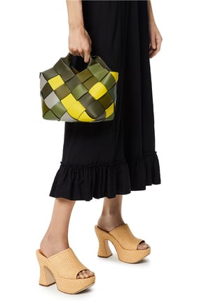 LOEWE Small Surplus Leather Woven basket bag in classic calfskin Green/Green plp_rd