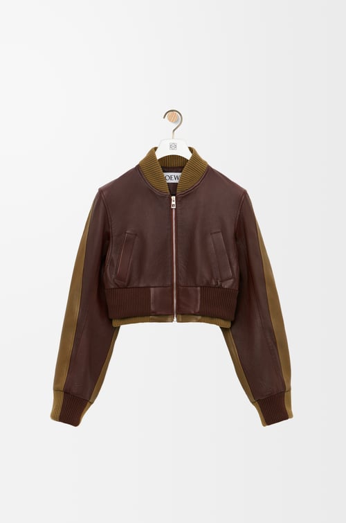 LOEWE Bomber jacket in nappa lambskin Dark Chocolate