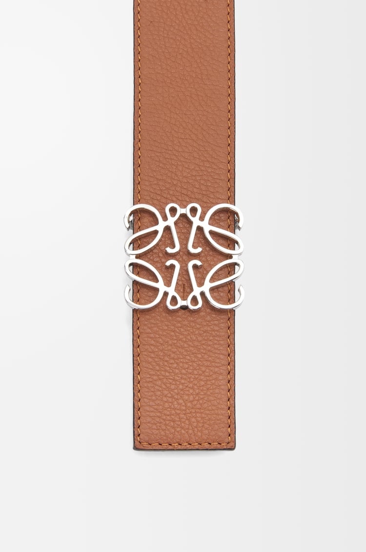 LOEWE Reversible Anagram belt in soft grained calfskin and smooth calfskin Tan/Black/Palladium