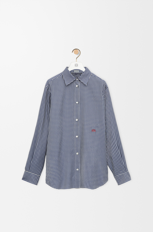 LOEWE Camisa en seda Azul/Blanco