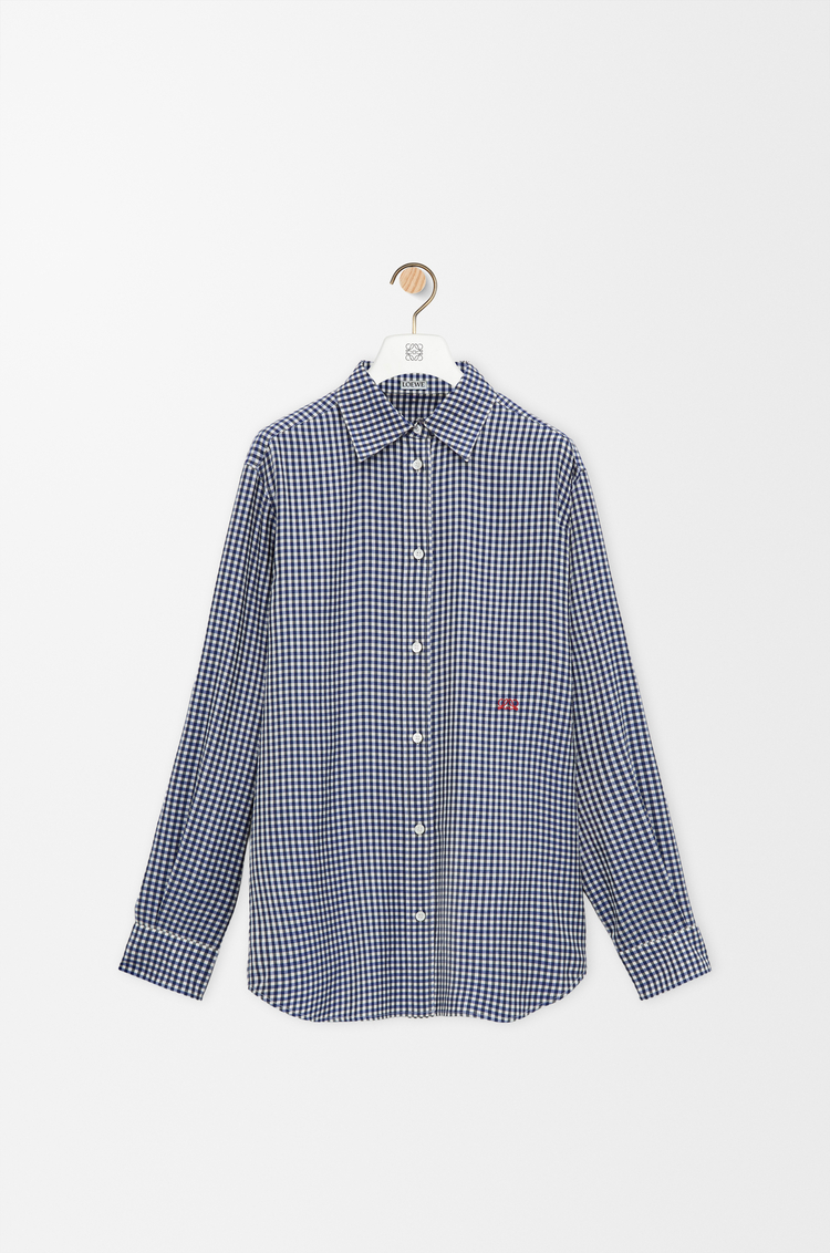 LOEWE Camisa en seda Azul/Blanco