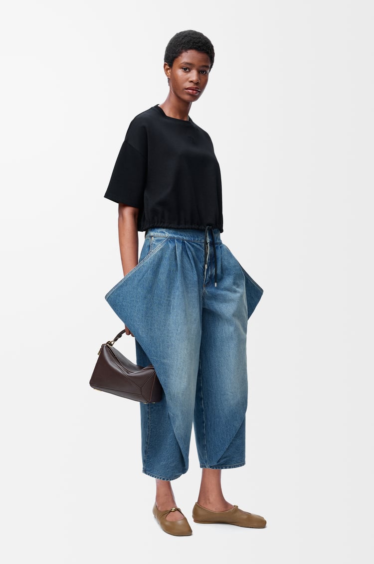 LOEWE Cropped T-shirt in cotton Black