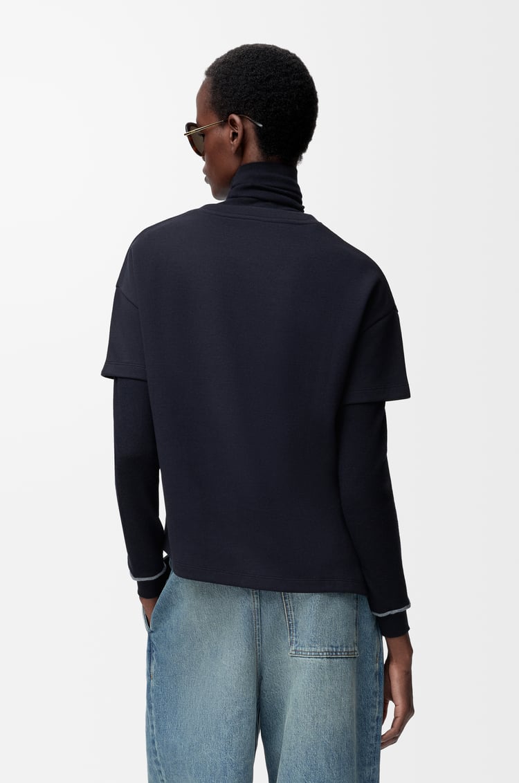 LOEWE 棉质混纺不对称T恤 深海军蓝