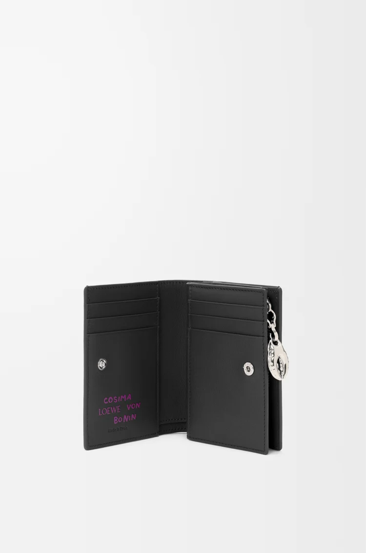 LOEWE Cartera compacta Claw en piel de cordero brillante Negro