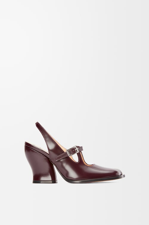 LOEWE Onda slingback pump in brushed calfskin Burgundy plp_rd