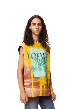LOEWE Palm print sleeveless T-shirt in cotton Black/Multicolor plp_rd