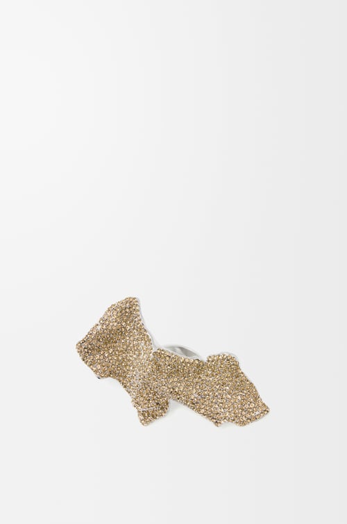 LOEWE 純銀和水晶 Glitter Fragment 寬版戒指  銀色/金黃色
