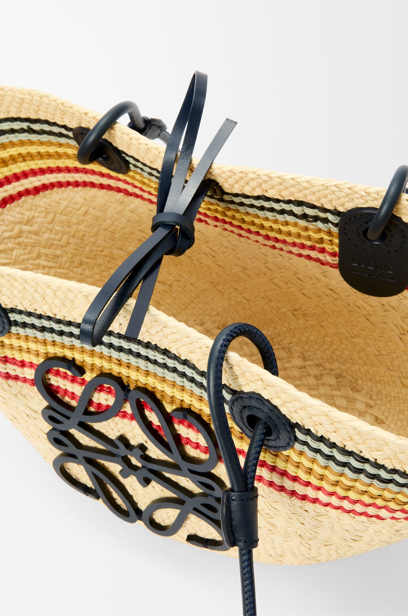 LOEWE Small Anagram basket in iraca palm and calfskin Natural/Multicolor