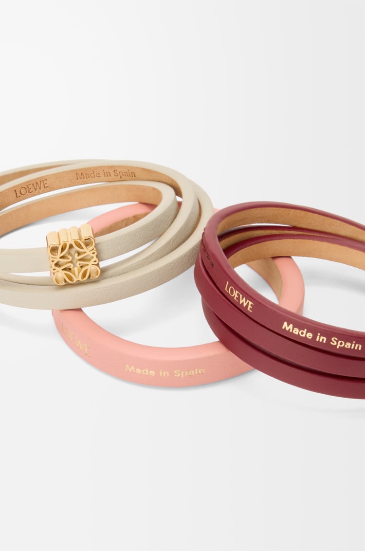 LOEWE Pulsera Double Twist en piel de ternera Gris Claro/Burdeos