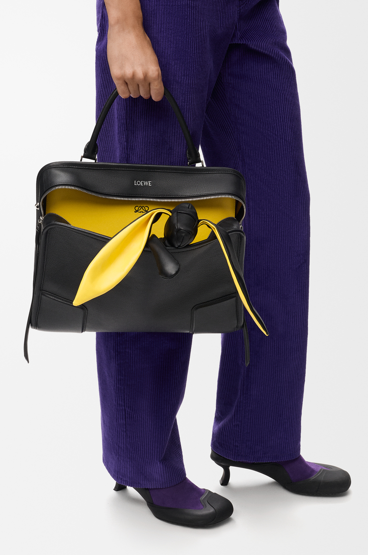 LOEWE Large Amazona 180 Lazy Dog bag in buffalino leather Black/Yellow