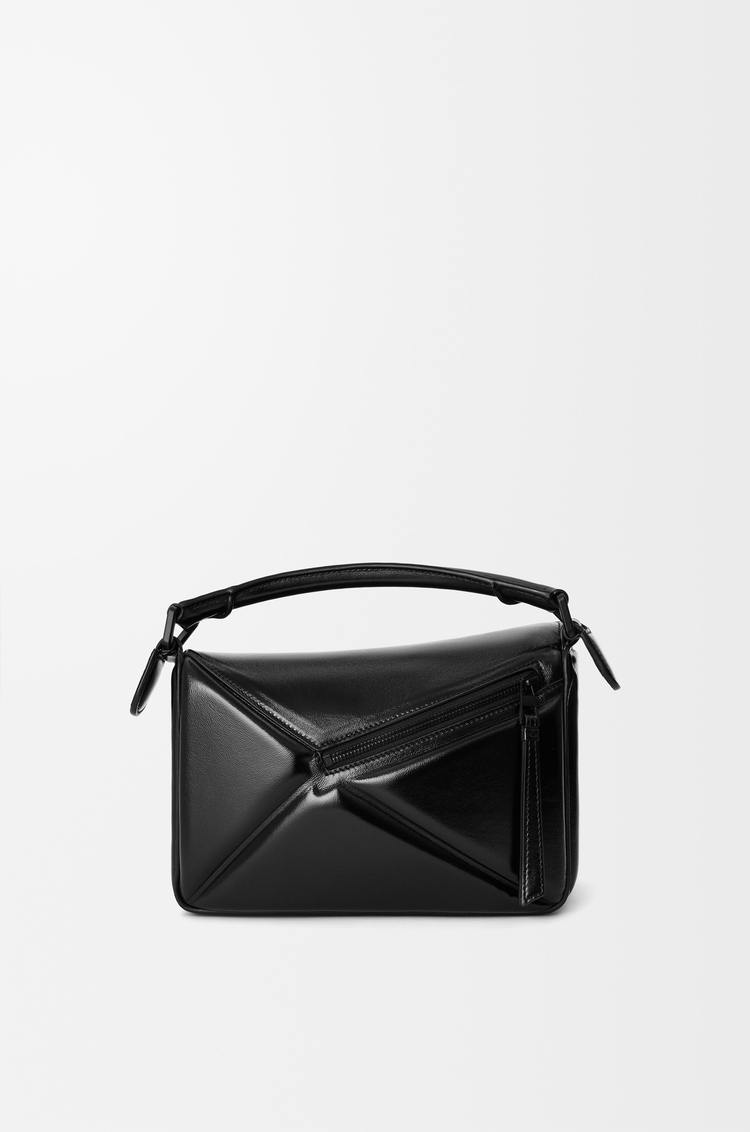 LOEWE Borsa Puzzle Blown piccola in pelle di agnello lucida Nero