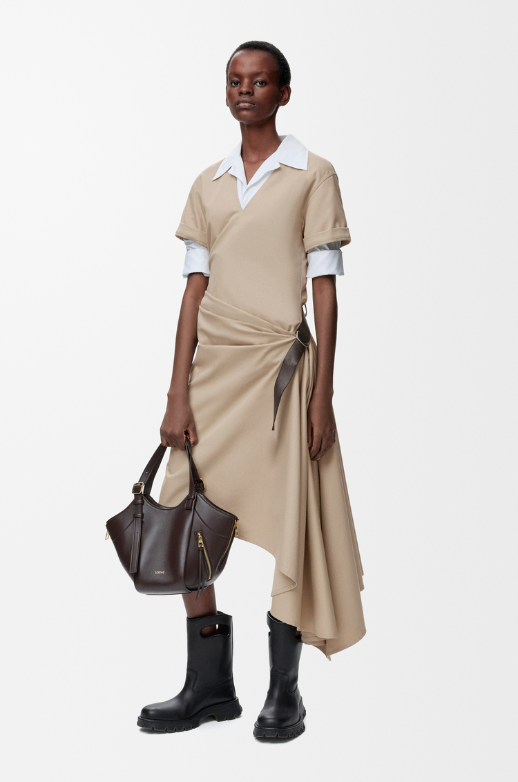 LOEWE 棉质和丝绸腰带连衣裙 米色