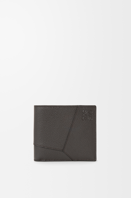 LOEWE Portefeuille à deux volets Puzzle en cuir de veau grainé souple Gris Foncé