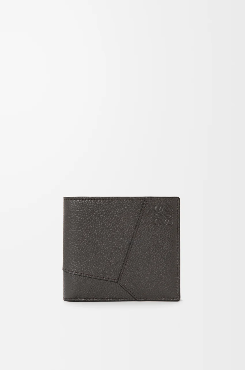 Puzzle bifold wallet in supple grained calfskin