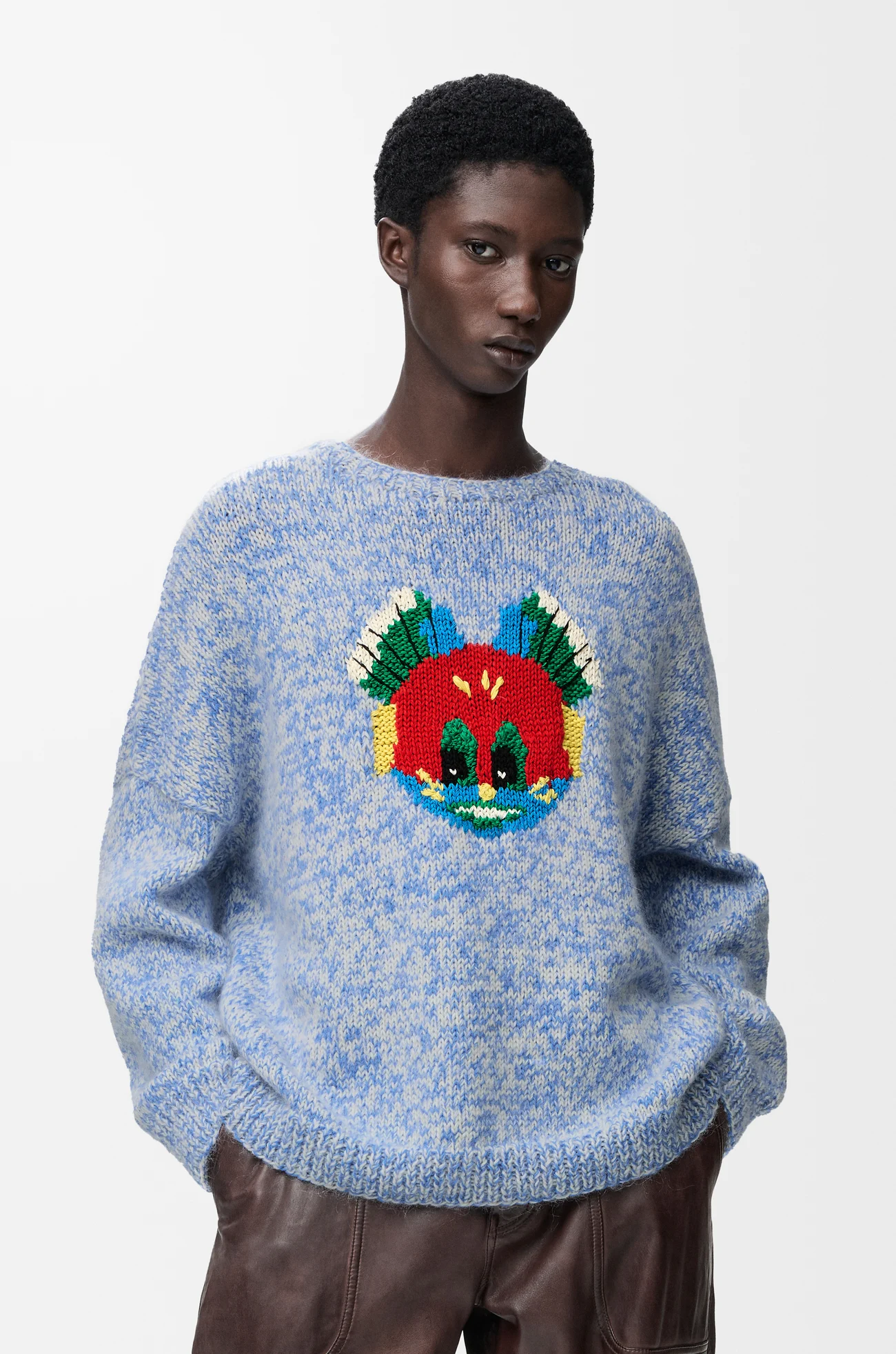 LOEWE Jersey en mezcla de lana y mohair Azul/Blanco