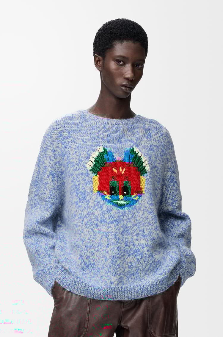 LOEWE Jersey en mezcla de lana y mohair Azul/Blanco