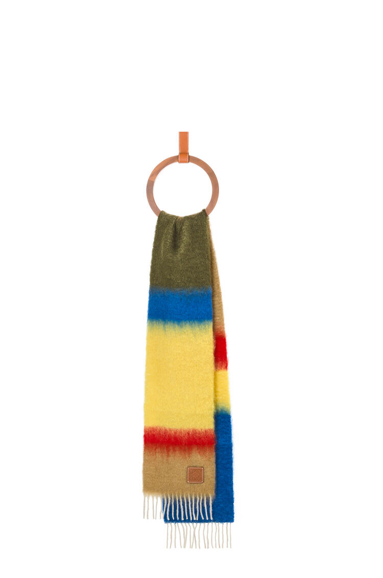 LOEWE Stripes scarf in mohair Camel/Blue