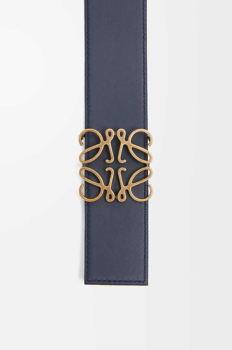 LOEWE Cinturón Anagram reversible en piel de ternera graneada y piel lisa Negro/Océano/Dorado Envejecido