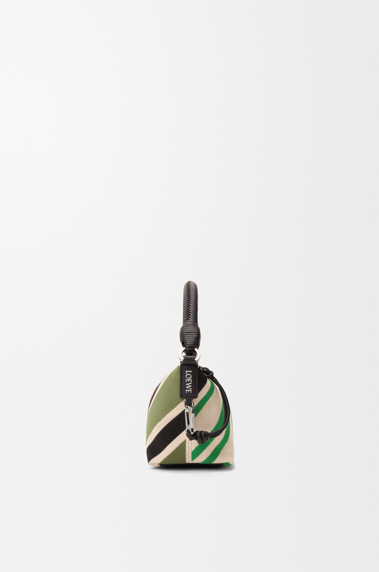 LOEWE Cala mini bag in embroidered canvas and calfskin Ecru/Multicolor