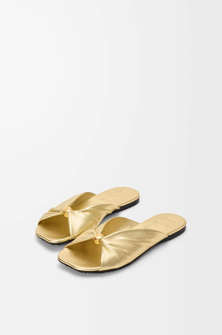 LOEWE Pebble 柔軟層壓小羊皮涼鞋 金色