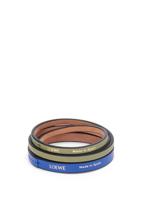 LOEWE Double bangle set in classic calfskin Electric Blue/Rosemary plp_rd