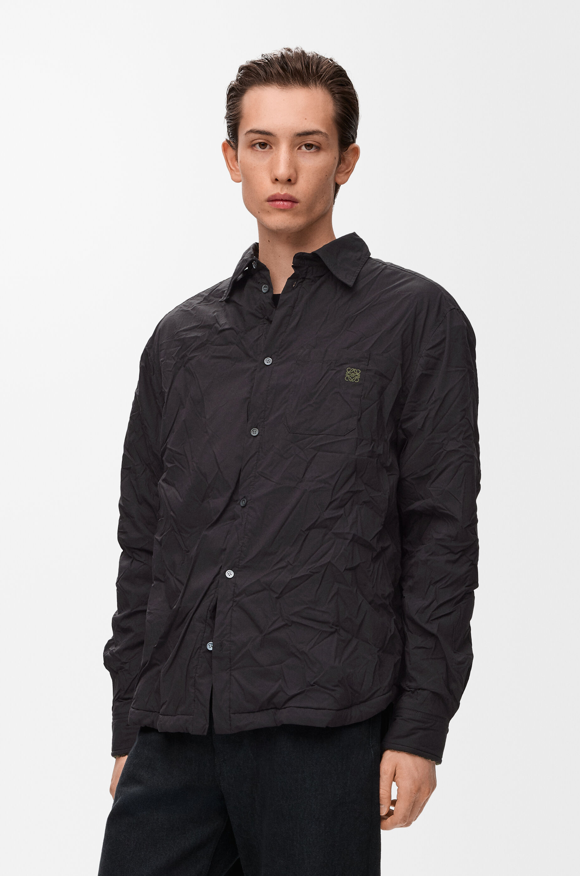 ハイブリッド シャツ（コットンブレンド&ウール） ブラック - LOEWE