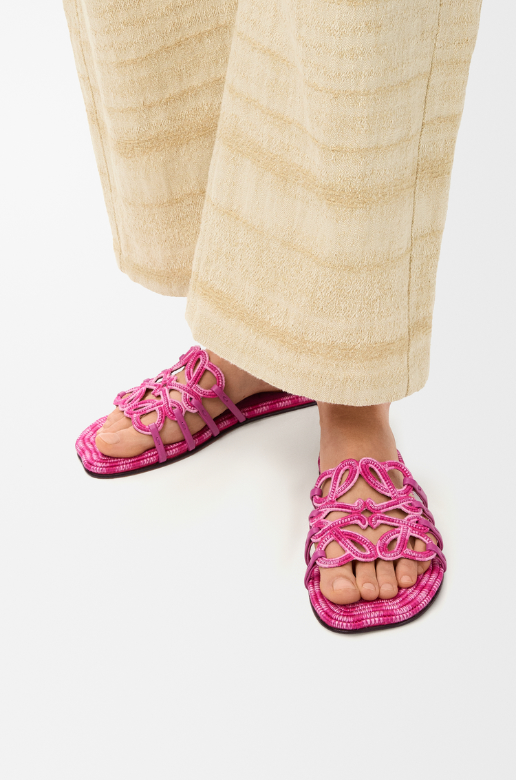 LOEWE Petal Anagram slide in embroidered canvas Orchid