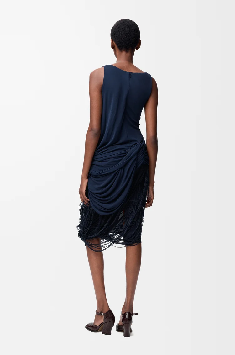 LOEWE Embellished dress in viscose Navy Blue
