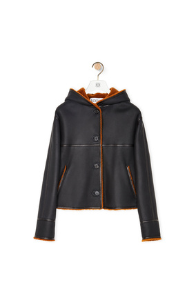 LOEWE Hooded jacket in shearling Black/Tan plp_rd