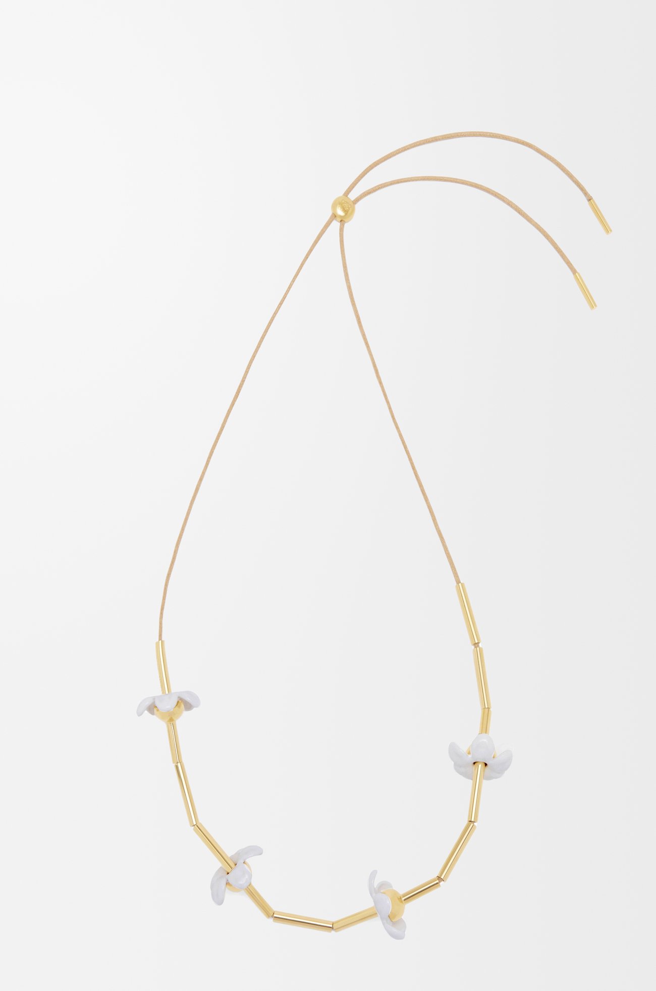 LOEWE Collar Flor en plata de ley y esmalte Dorado/Blanco