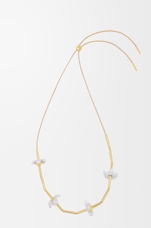 LOEWE Collar Flor en plata de ley y esmalte Dorado/Blanco