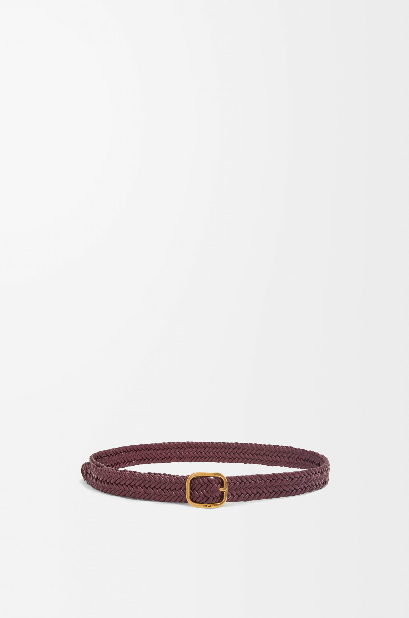 LOEWE Cinturón curvilíneo tejido en piel de ternera Burdeos/Dorado plp_rd