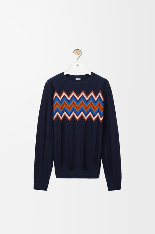 LOEWE Jersey en lana Azul Marino/Multicolor