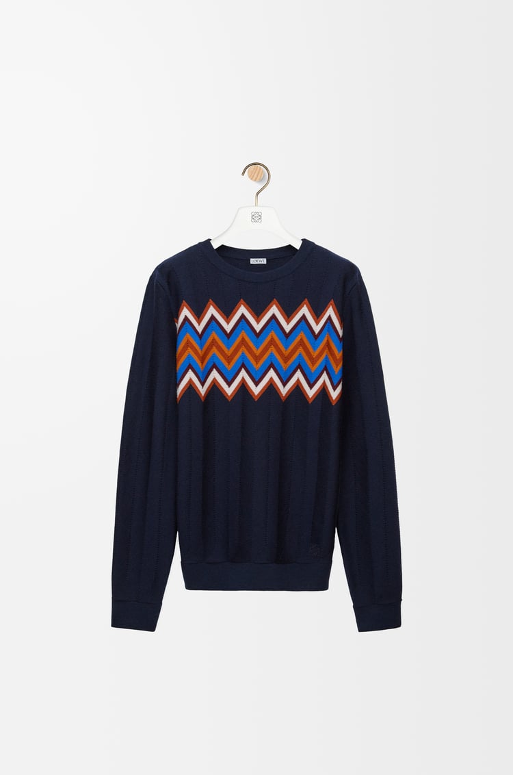 LOEWE Sweater in wool Navy Blue/Multicolor