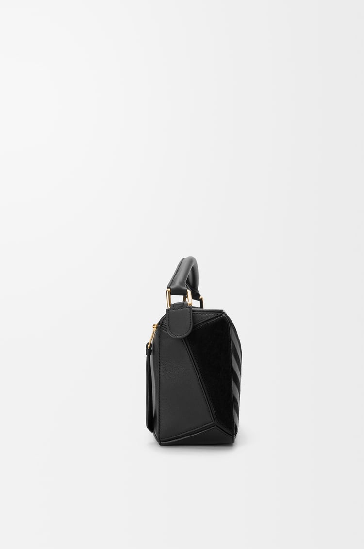 LOEWE Small Puzzle bag in classic calfskin and suede Black