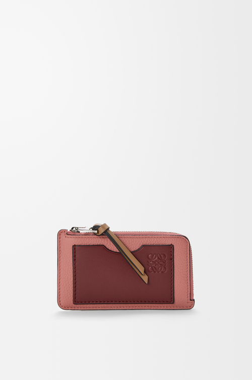 LOEWE Coin cardholder in soft grained calfskin Blush/Mahogany