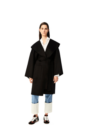 LOEWE Hooded coat in wool and cashemere Black plp_rd