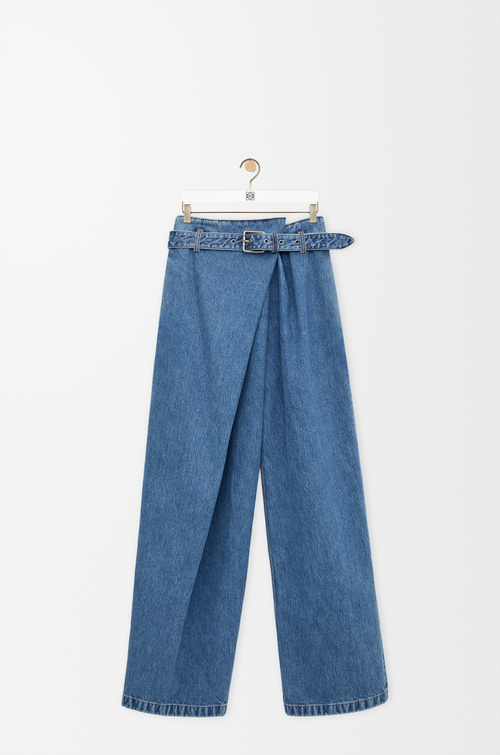LOEWE Pantalón vaquero drapeado en denim Azul
