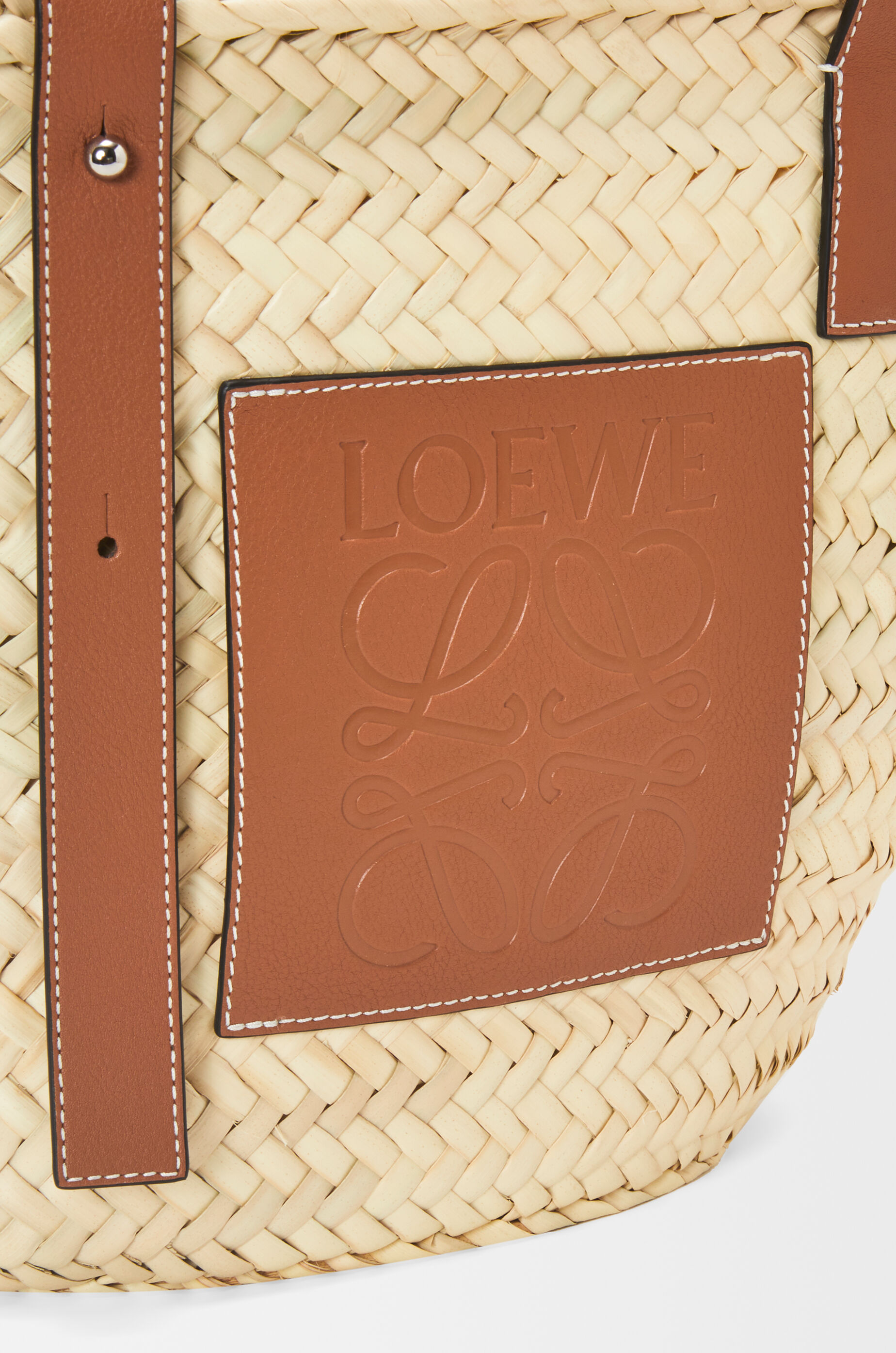 LOEWE Basket bag in palm leaf and calfskin Natural/Tan