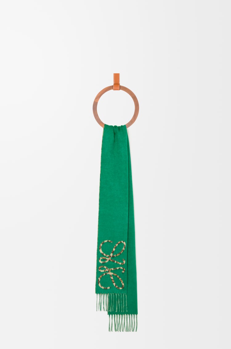 LOEWE Anagram scarf in silk and cashmere Green/Multicolor