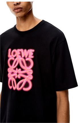 LOEWE 棉質 LOEWE 螢光 T 恤 黑色/螢光粉紅 plp_rd