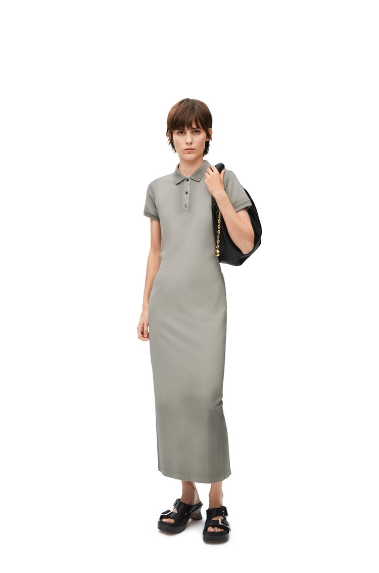 LOEWE Polo dress in cotton Cold Grey