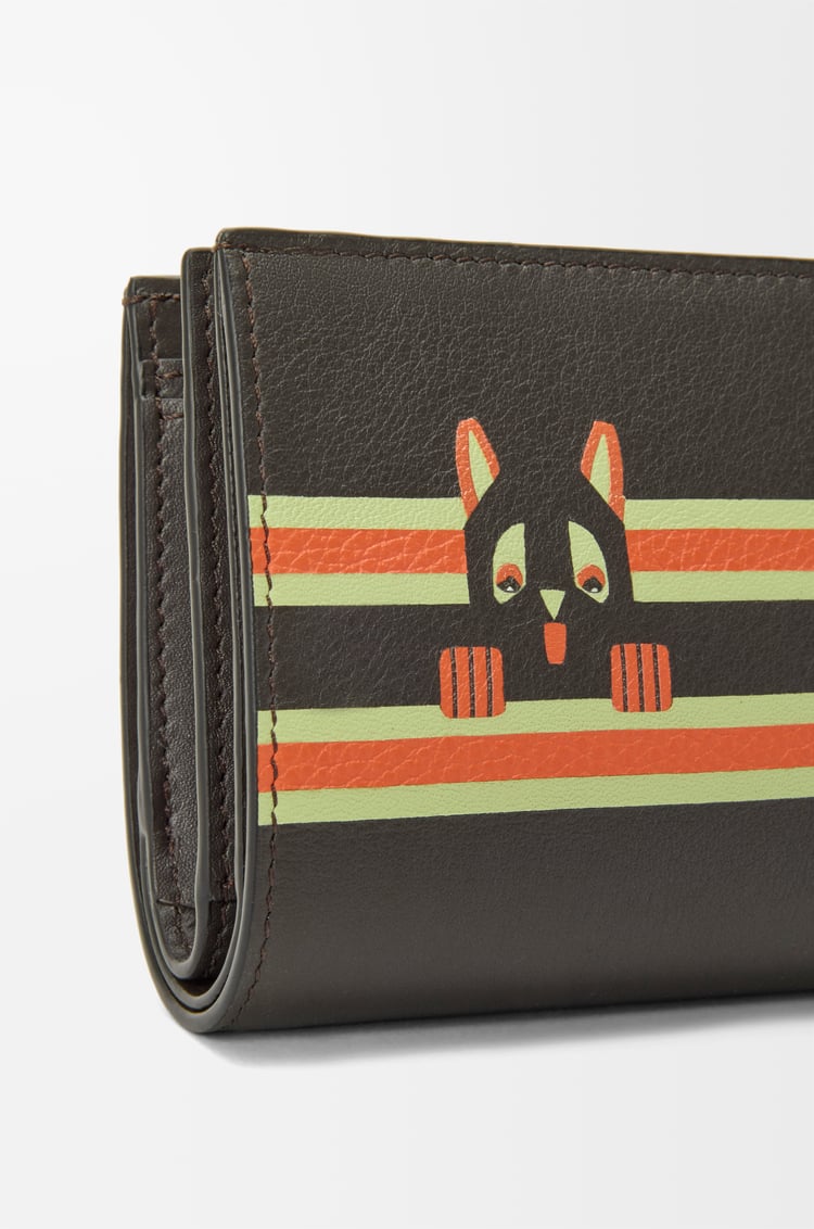 LOEWE Kompakte Futurist Cat Brieftasche aus klassischem Kalbsleder Holzkohlengrau/Orange