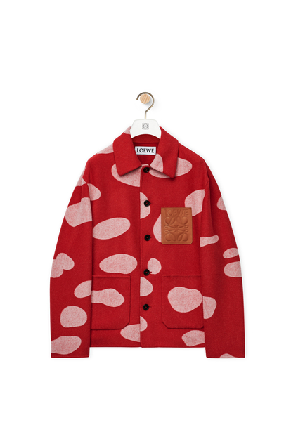 LOEWE Mushroom workwear jacket in wool and cashmere 紅色/白色